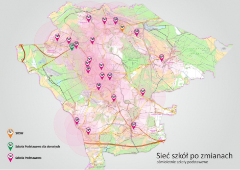 Sieć szkół po zmianach - ośmioletnie szkoły podstawowe