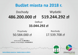 Skarbnik Miasta Dorota Kuczera omawia prezentację dotyczącą budżetu miasta na 2018 rok. Warto podkreślić, iż w przyszłym roku wydatki budżetowe Jaworzna przekroczą granicę 0,5 mld zł, co czyni budżet na rok 2018 rekordowym.