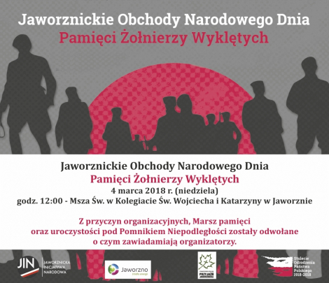 Obchody Dnia Pamięci Żołnierzy Wyklętych - ważna informacja!