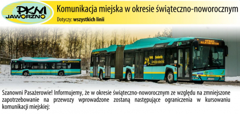 Komunikacja miejska w okresie świąteczno-noworocznym