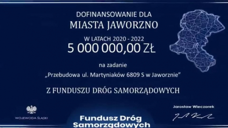 5 mln zł dotacji na przebudowę ul. Martyniaków