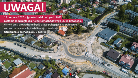 UWAGA! Prace na ul. 11 Listopada