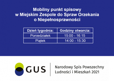 Mobilny punkt spisowy Narodowego Spisu Powszechnego w Miejskim Zespole do Spraw Orzekania o Niepełnosprawności